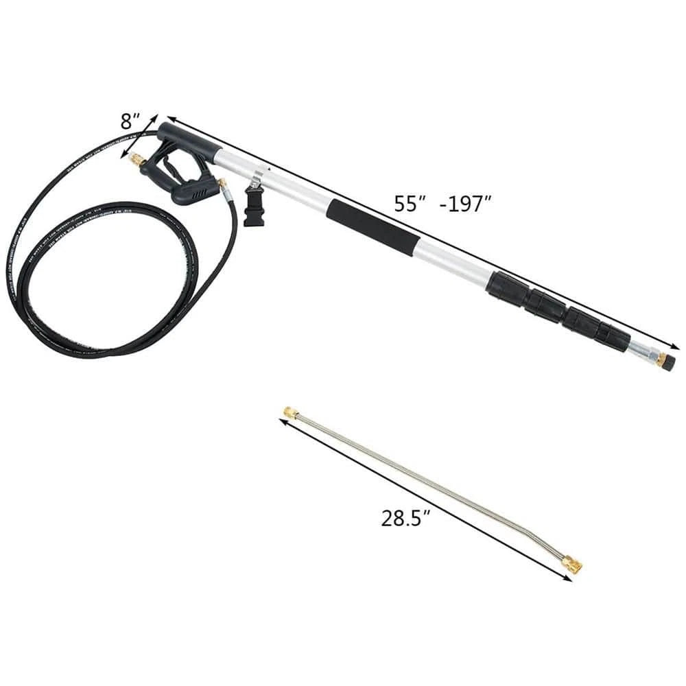 18 Ft. Telescoping Pressure Washer Extension Wand Kit with 5 Spray Nozzles
