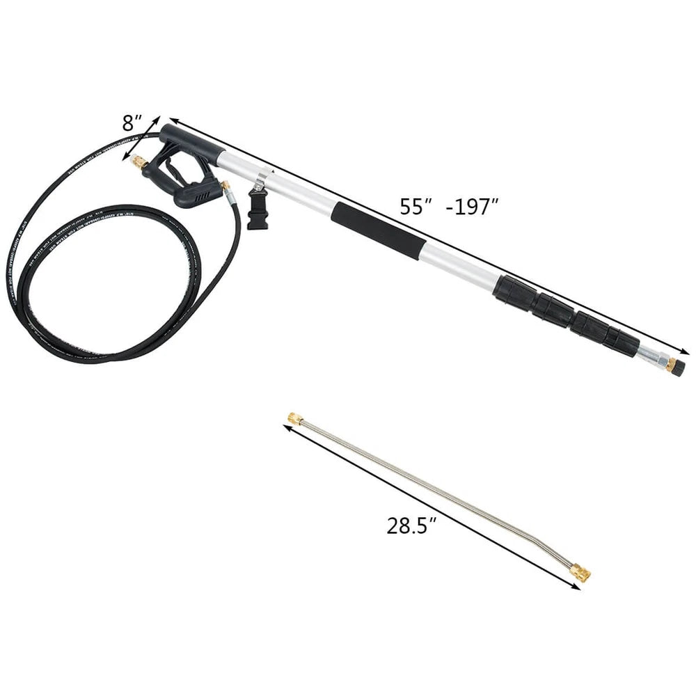 18-Foot Commercial-Grade Telescoping Pressure Washer Spray Wand with 5 Nozzles, 4000 PSI