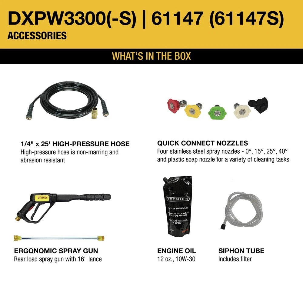 DEWALT 61147S 3300 PSI 2.4 GPM Cold Water Gas Pressure Washer New