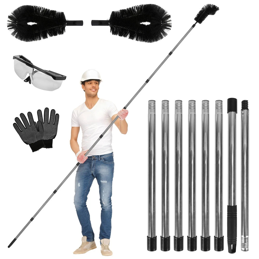 Extendable Gutter Cleaning Brush Telescoping Handle Rain Gutter Cleaner Portable