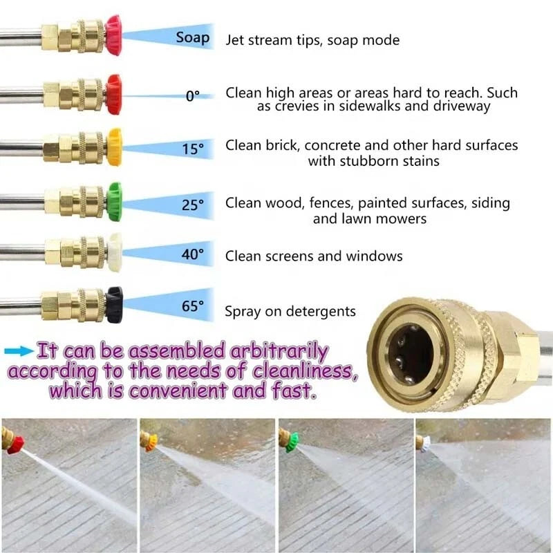 4000PSI 120"Pressure Washer Wand Extension Power Lance Gun Attachment Nozzle Tip