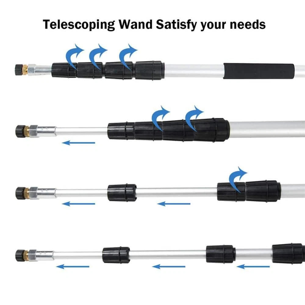 18 Ft. Telescoping Pressure Washer Extension Wand Kit with 5 Spray Nozzles