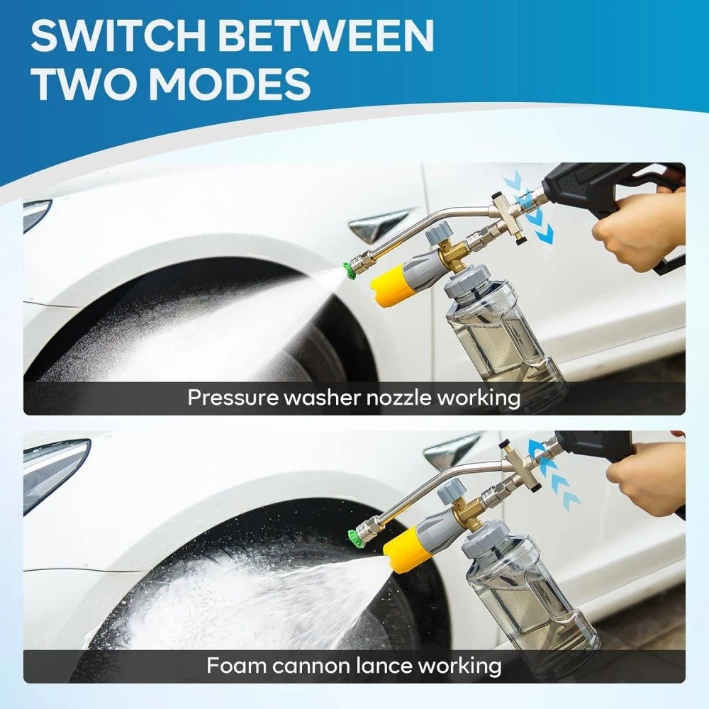Foam Cannon Dual Connector Accessory Dual-Purpose Switch Spray Gun w/ Nozzles