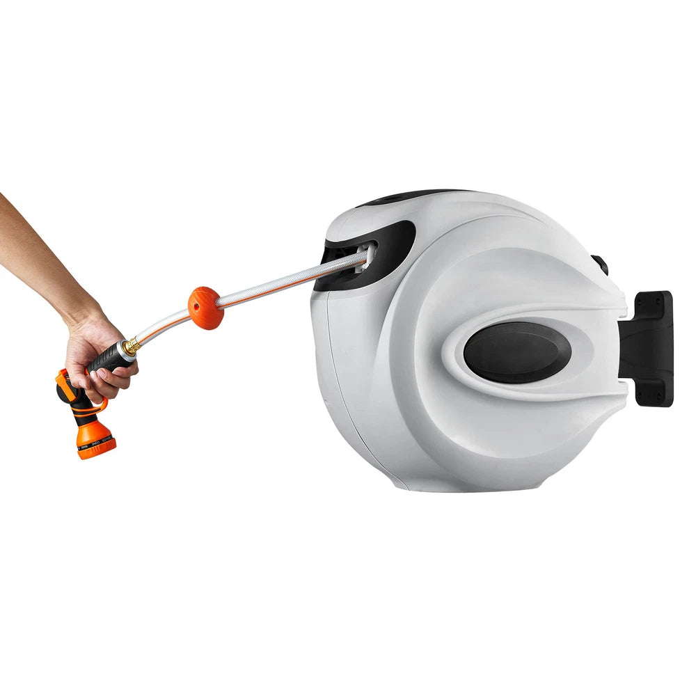 Retractable Hose Reel Water Hose Reel 65'x5/8" 180° Swivel Wall-Mounted