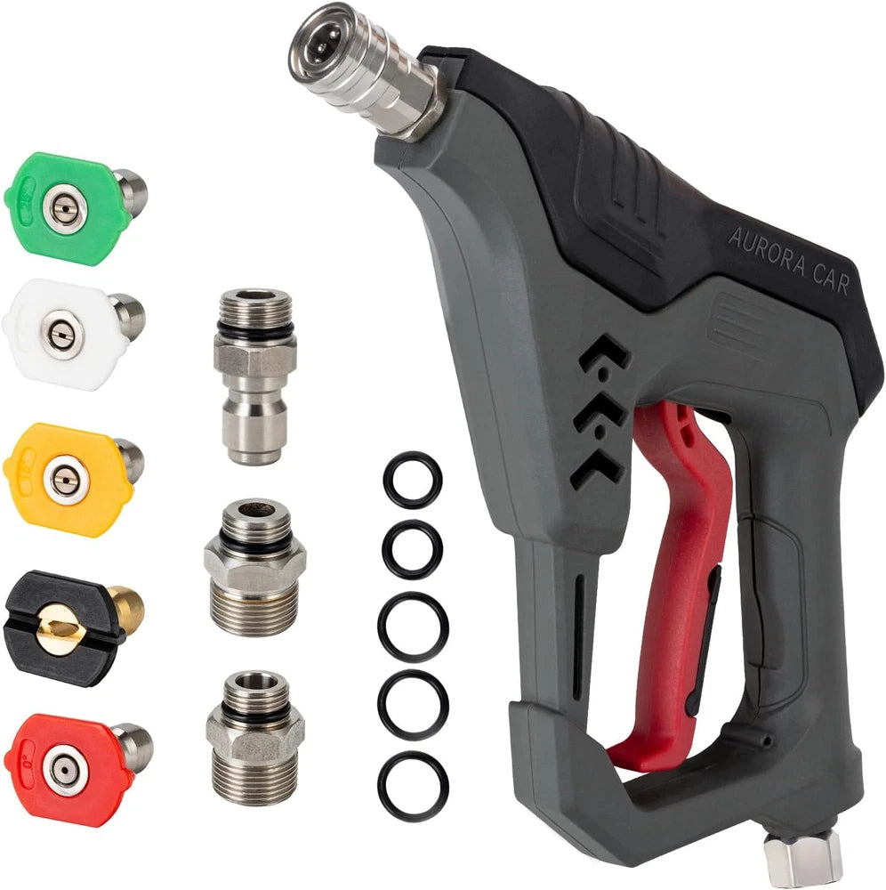Pressure Washer Short Gun, Commercial 5000 PSI 12 GPM 5 Spray Nozzle Tips, 3/8"