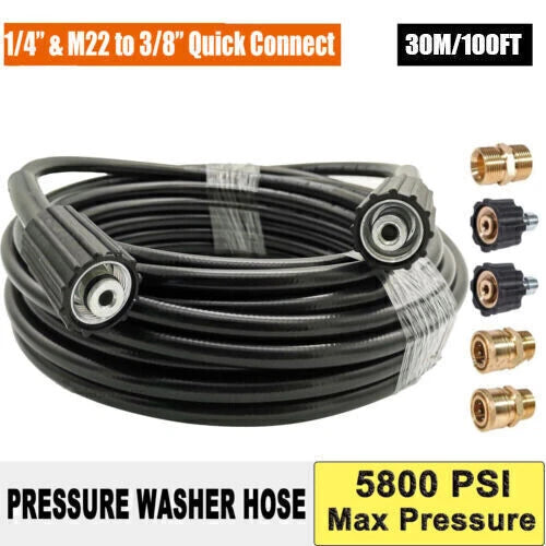 High Pressure Washer Hose 25/50/100ft 5800PSI M22 Power Washer Extension Hose
