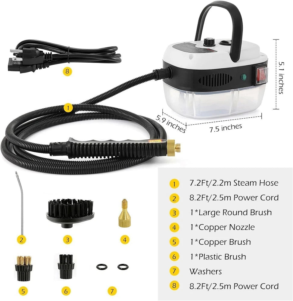 2500W High-Temperature Commercial Steam Vacuum Cleaner and High-Pressure Washer - US Model