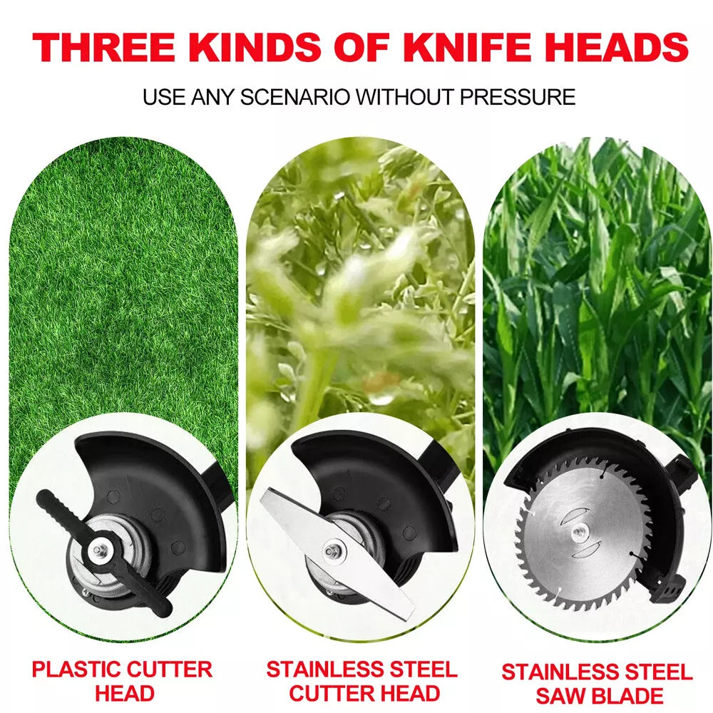 Cordless Weed Eater Electric Brush Cutter Lawn Edger Grass String Trimmer 2500W