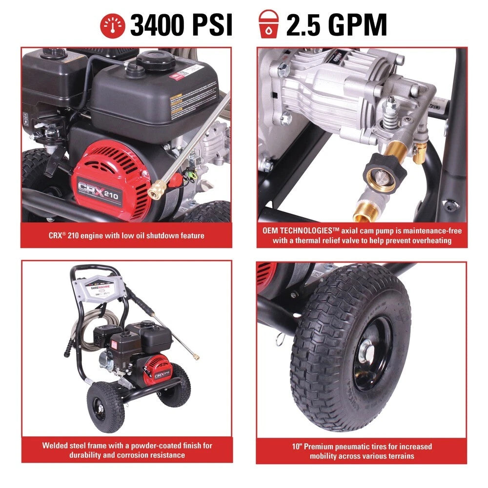 Simpson 61083 Clean Machine 3400 PSI 2.5 GPM Cold Water Gas Pressure Washer New