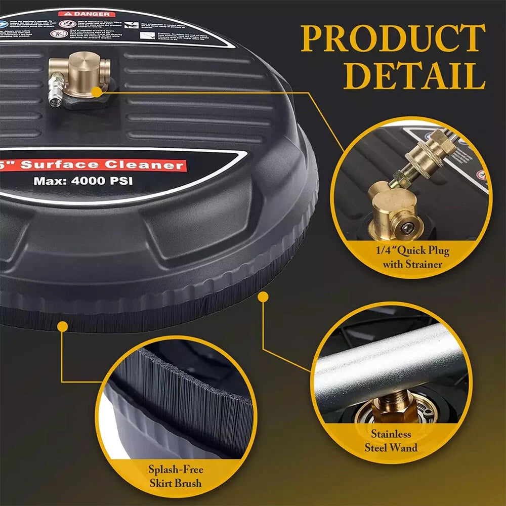 15 Inch Pressure Washer Surface Cleaner 4000PSI Power Washer Attachment for Deck