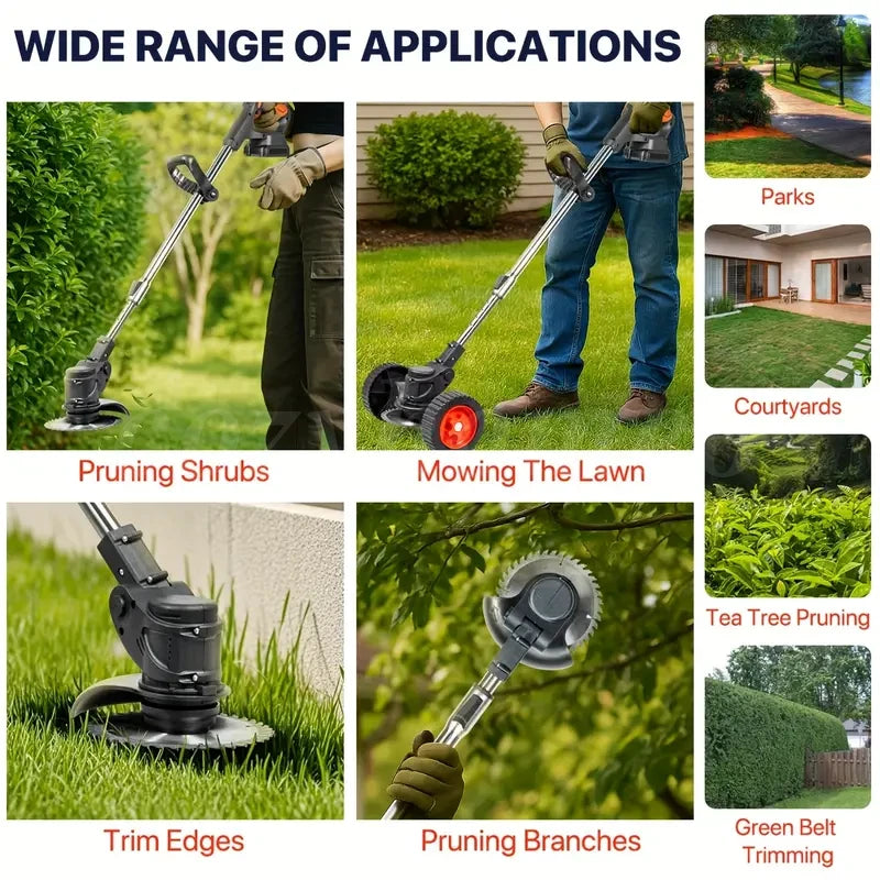 2Battery Cordless WeedEater Electric Lawn Mower Lawn Edger Grass String Trimmer