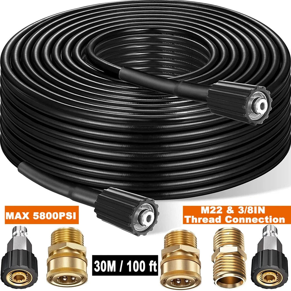 High Pressure Washer Hose 20/25/50/100ft 5800PSI M22 Power Washer Extension Hose