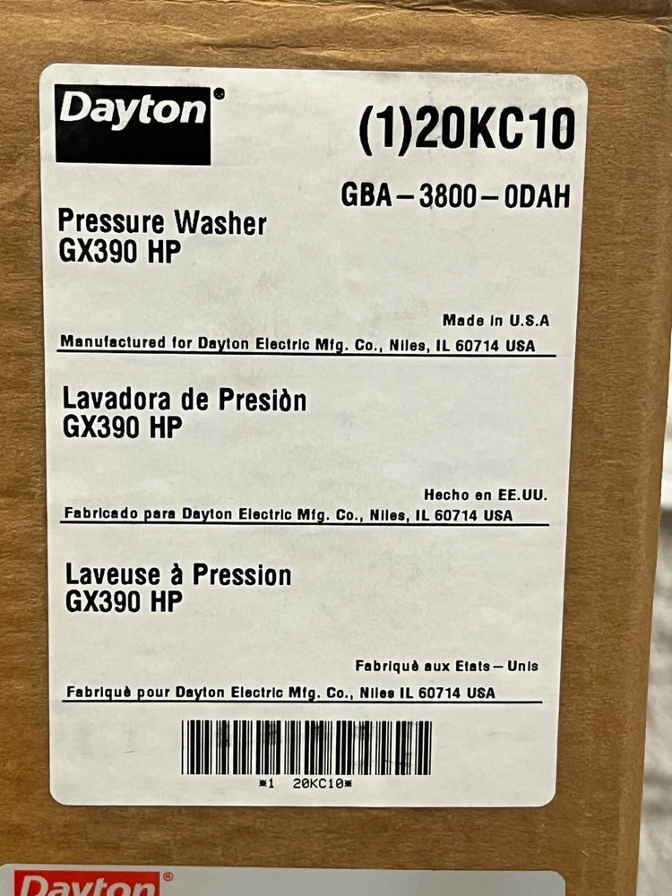 NEW Commercial DAYTON 20KC10 Pressure Washer 3,800 psi Cold 13 HP GBA-3800-0DAH