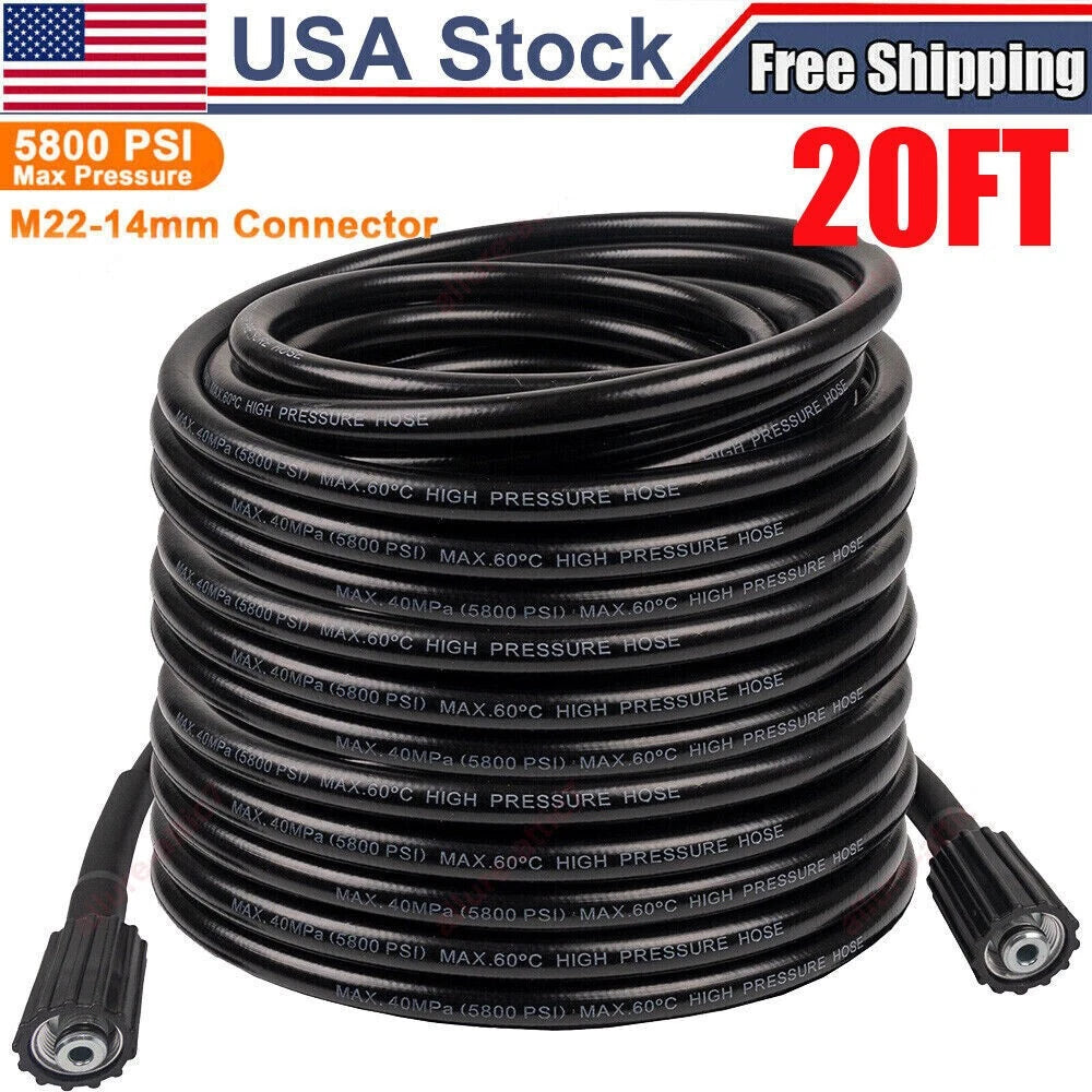 High Pressure Washer Hose 20/25/50/100ft 5800PSI M22 Power Washer Extension Hose
