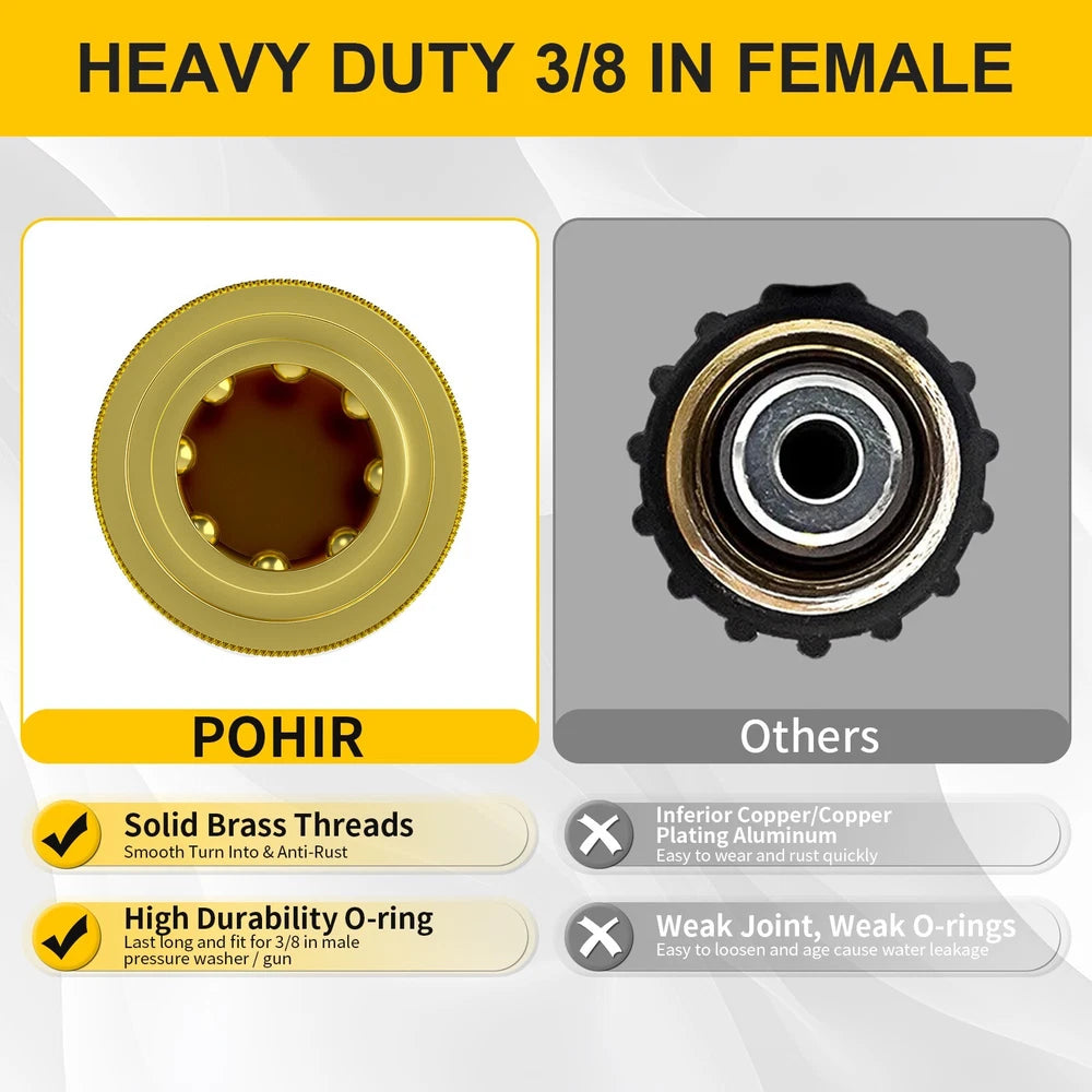 POHIR 4800PSI 50FT Pressure Washer Hose 3/8" Flexible Power Wire Extension Hose
