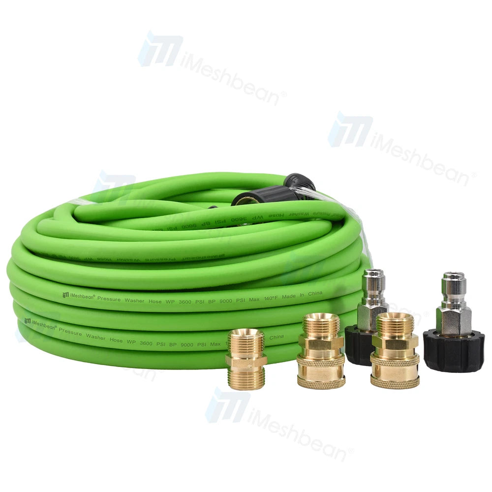 Super Flexible Pressure Washer Hose 25-100' 3600 PSI M22-14&15mm, or 3/8" QC