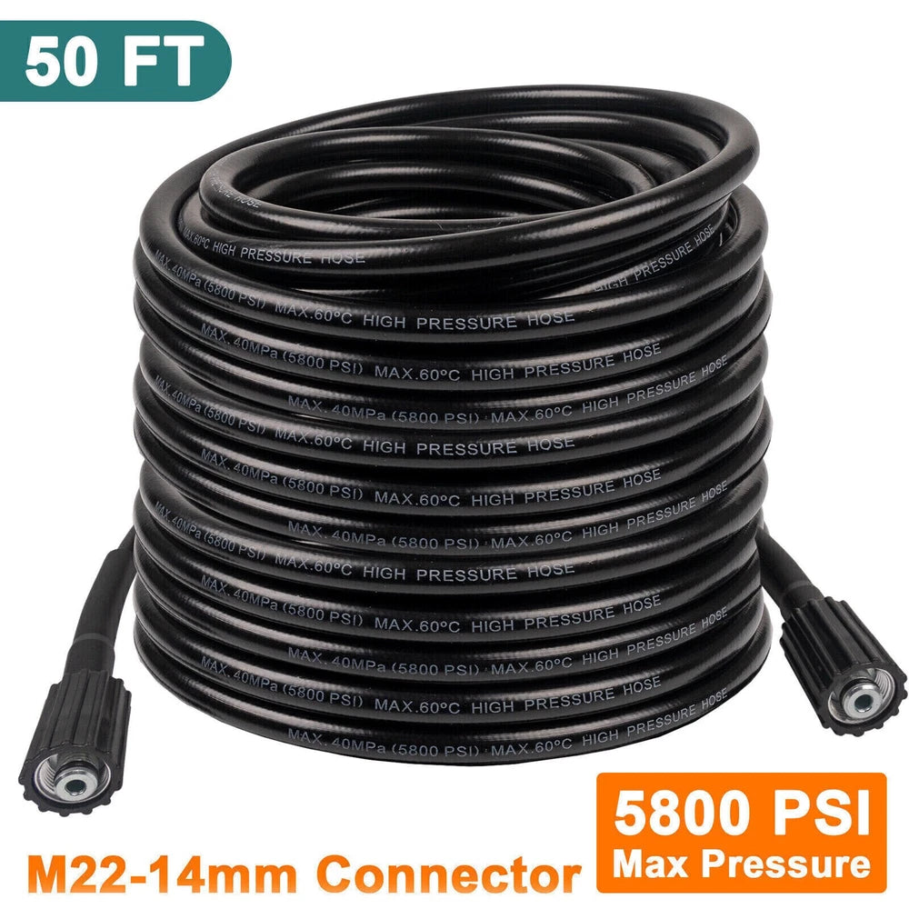 High Pressure Washer Hose 20/25/50/100ft 5800PSI M22 Power Washer Extension Hose