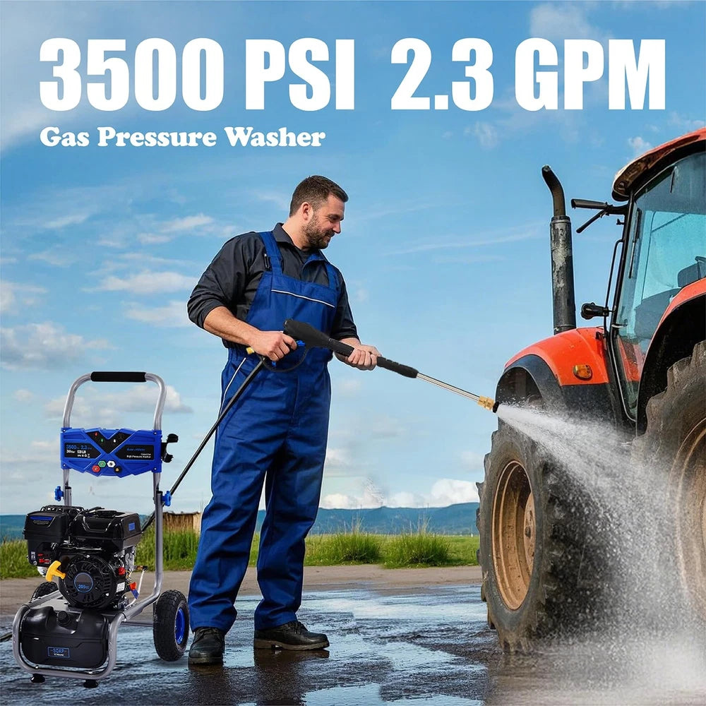 3500 PSI 2.3 GPM Cold Water Gas Powered High Pressure Washer 209cc 4 Nozzles New