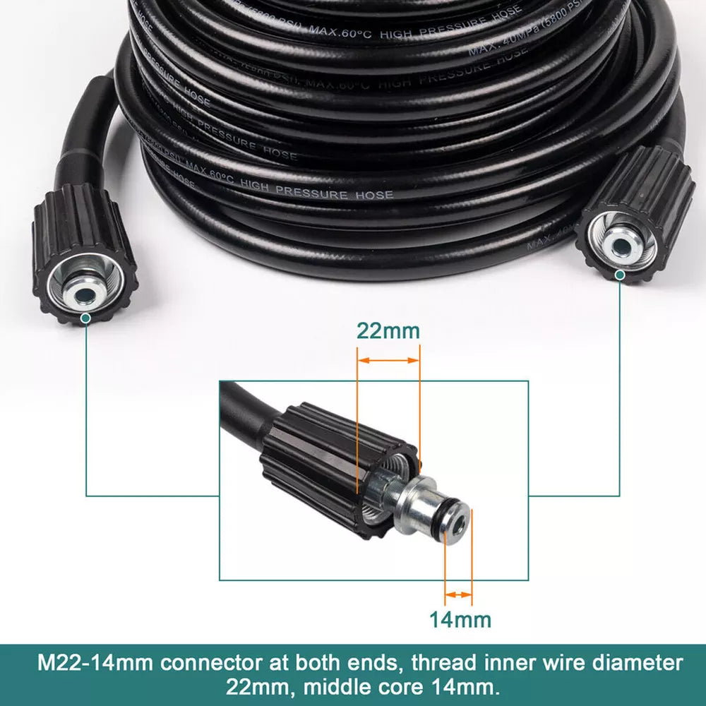50 FT High Pressure Washer Hose 5800 PSI M22-14MM Power Washer Extension Hose