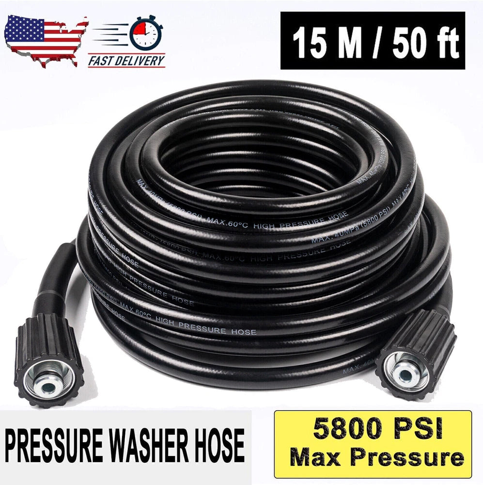 High Pressure Washer Hose 25/50/100ft 5800PSI M22 Power Washer Extension Hose
