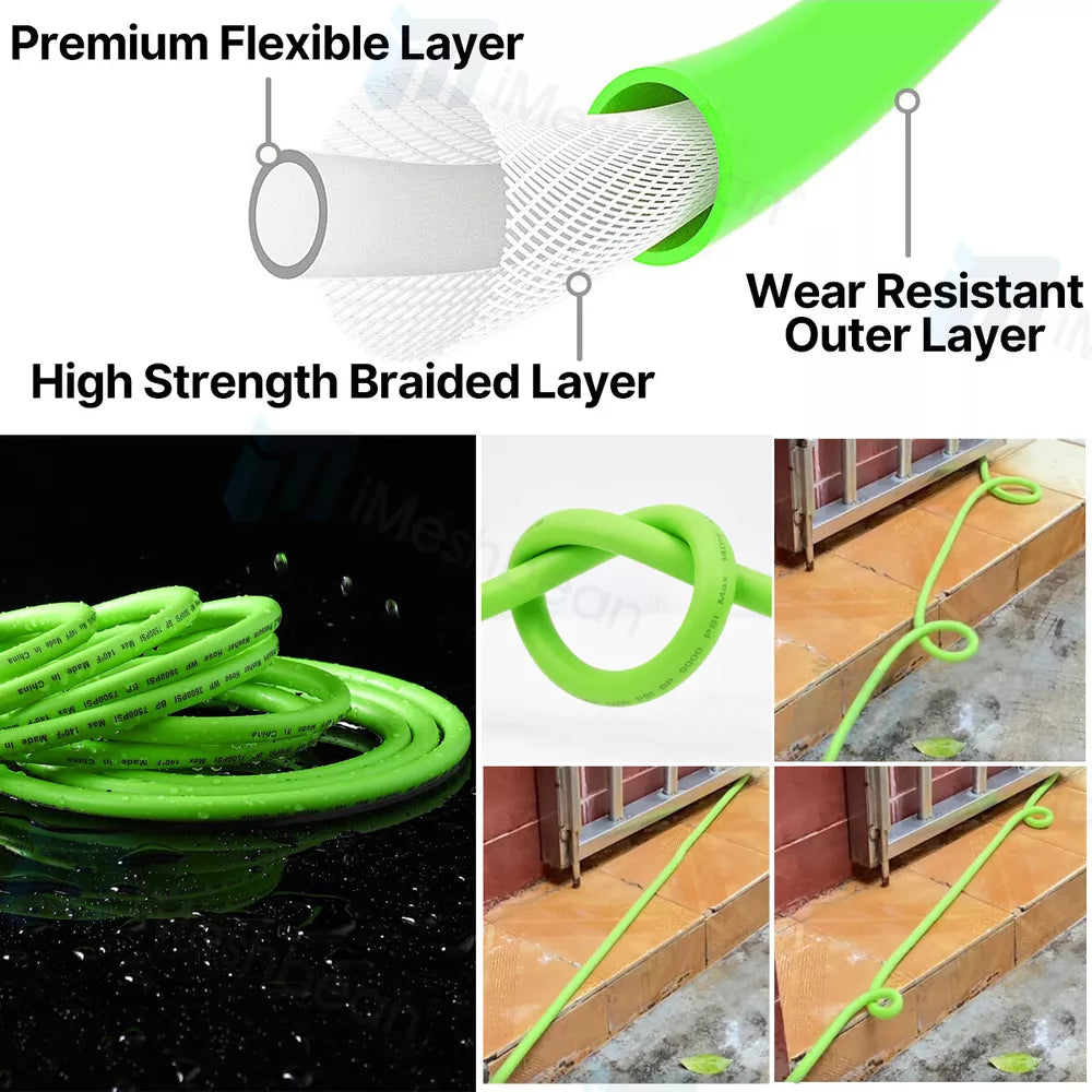Super Flexible Pressure Washer Hose 25-100' 3600 PSI M22-14&15mm, or 3/8" QC