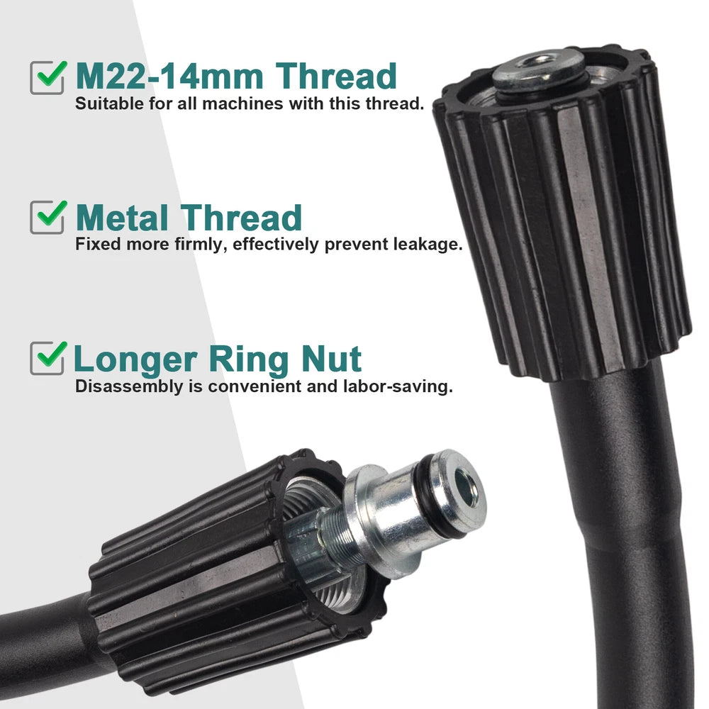 High Pressure Washer Hose 20/50ft 5800PSI M22-14mm Power Washer Extension Hose
