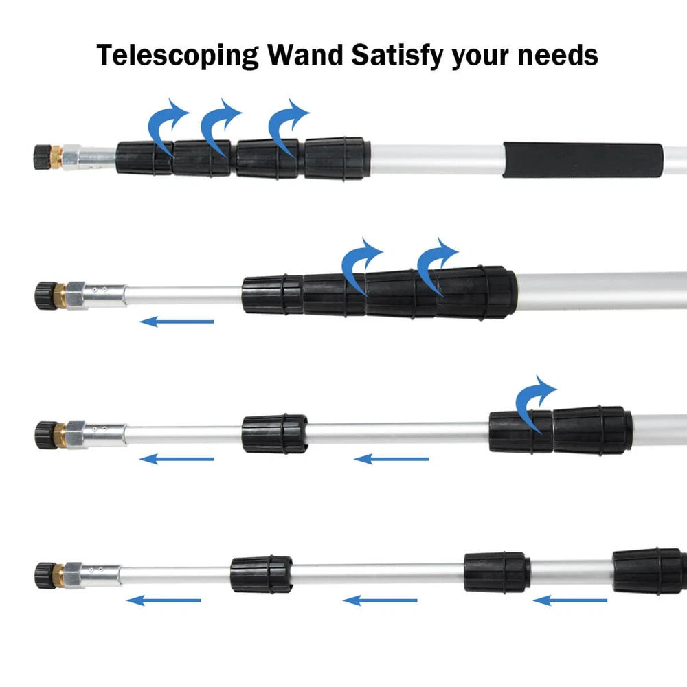 18-Foot Commercial-Grade Telescoping Pressure Washer Spray Wand with 5 Nozzles, 4000 PSI
