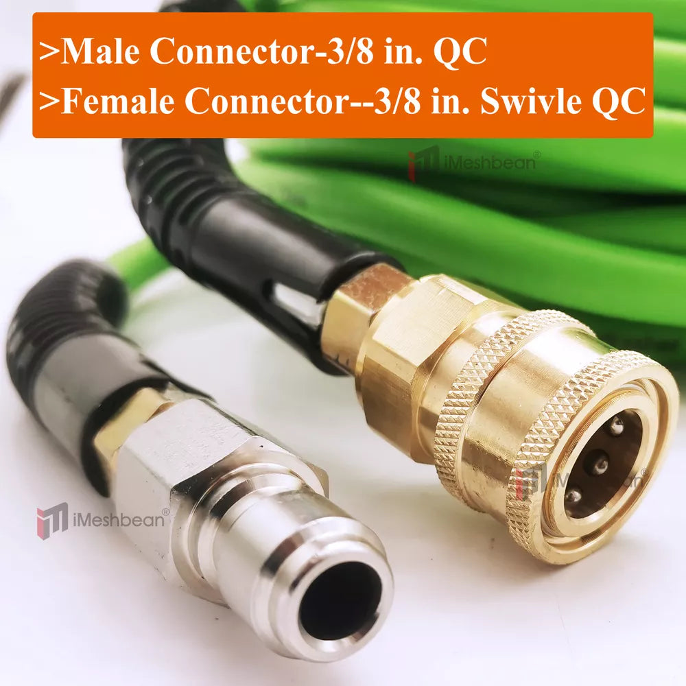 Super Flexible Pressure Washer Hose 25-100' 3600 PSI M22-14&15mm, or 3/8" QC