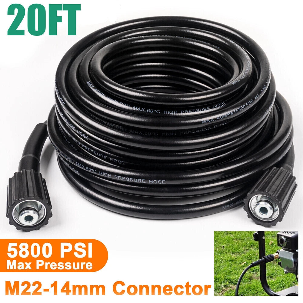 High Pressure Washer Hose 25/50/100ft 5800PSI M22 Power Washer Extension Hose