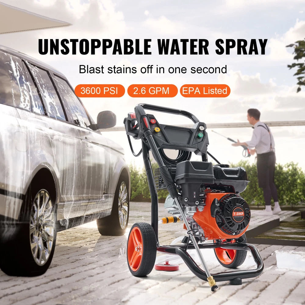 Gas Pressure Washer Gas Powered Washer 3600 PSI 2.6 GPM 210cc 5 Nozzles
