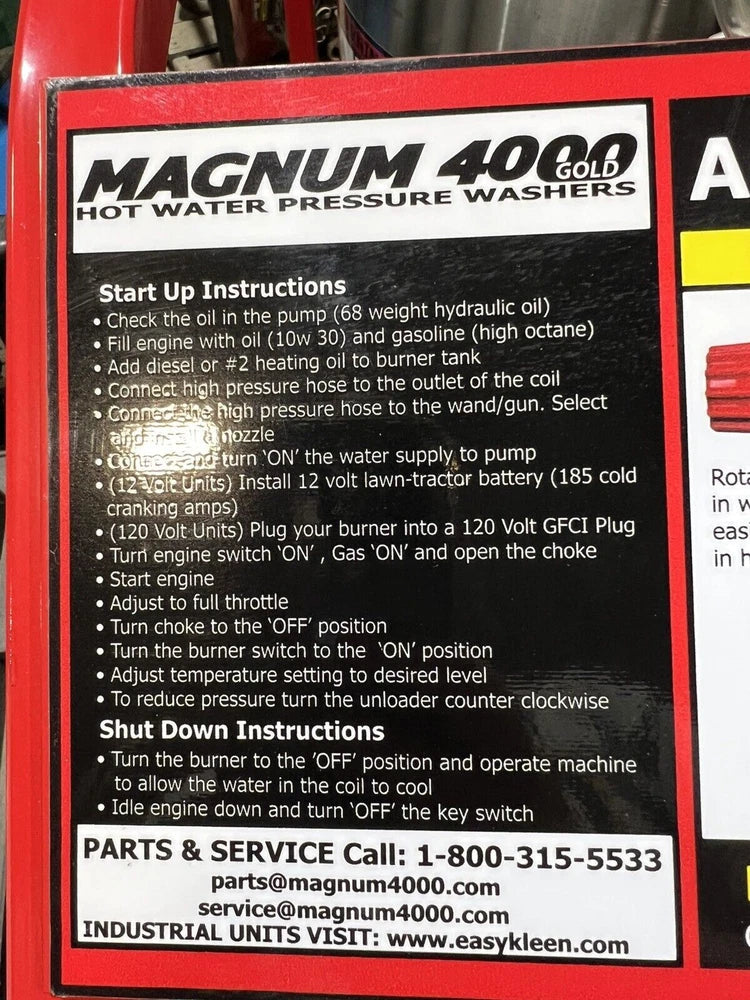 2024 Easy-Kleen Magnum 4000 Hot Water Pressure Washer Diesel Burner New.
