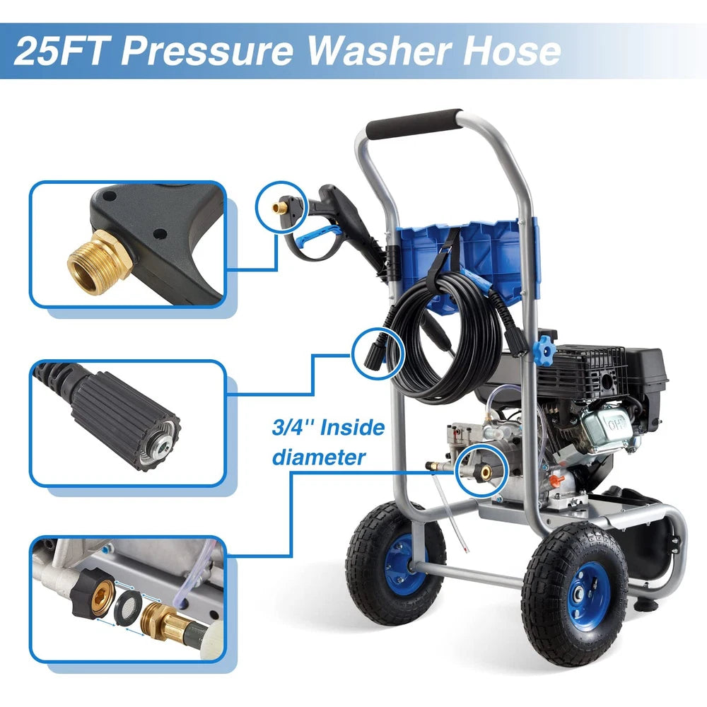 3500 PSI 2.3 GPM Cold Water Gas Powered High Pressure Washer 209cc 4 Nozzles New