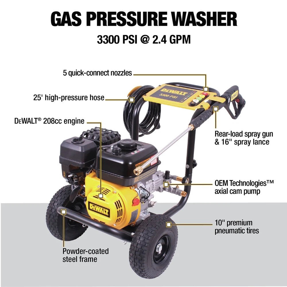 DEWALT 61147S 3300 PSI 2.4 GPM Cold Water Gas Pressure Washer New