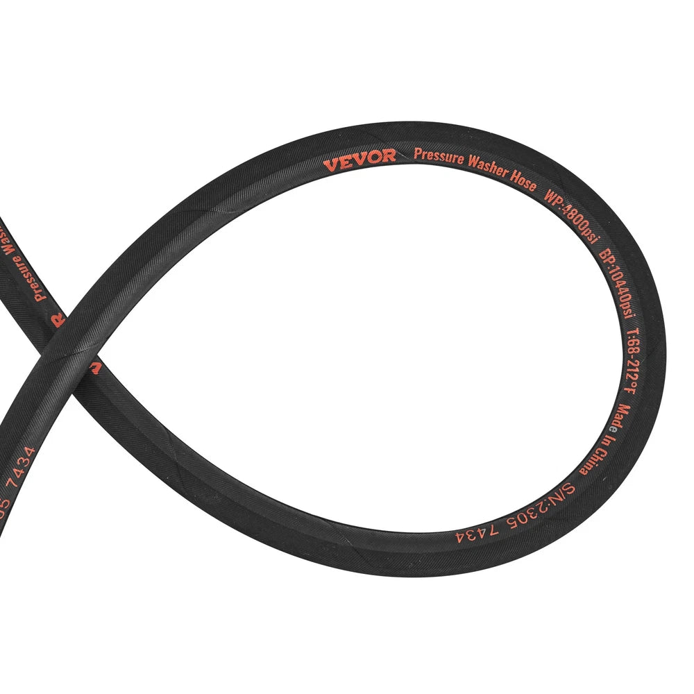 3/8" x 100FT 4800 PSI High Pressure Power Washer Hose Quick Connection w/ Nozzle