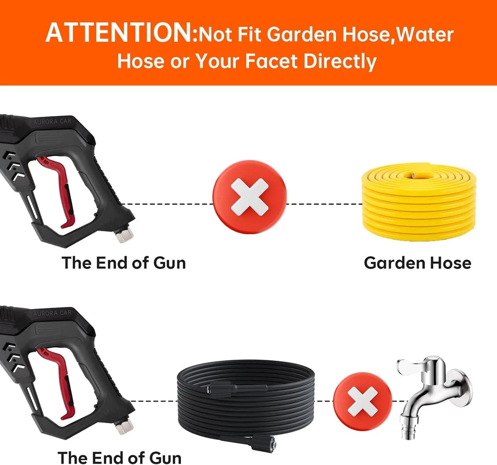 Pressure Washer Short Gun, Commercial 5000 PSI 12 GPM 5 Spray Nozzle Tips, 3/8"