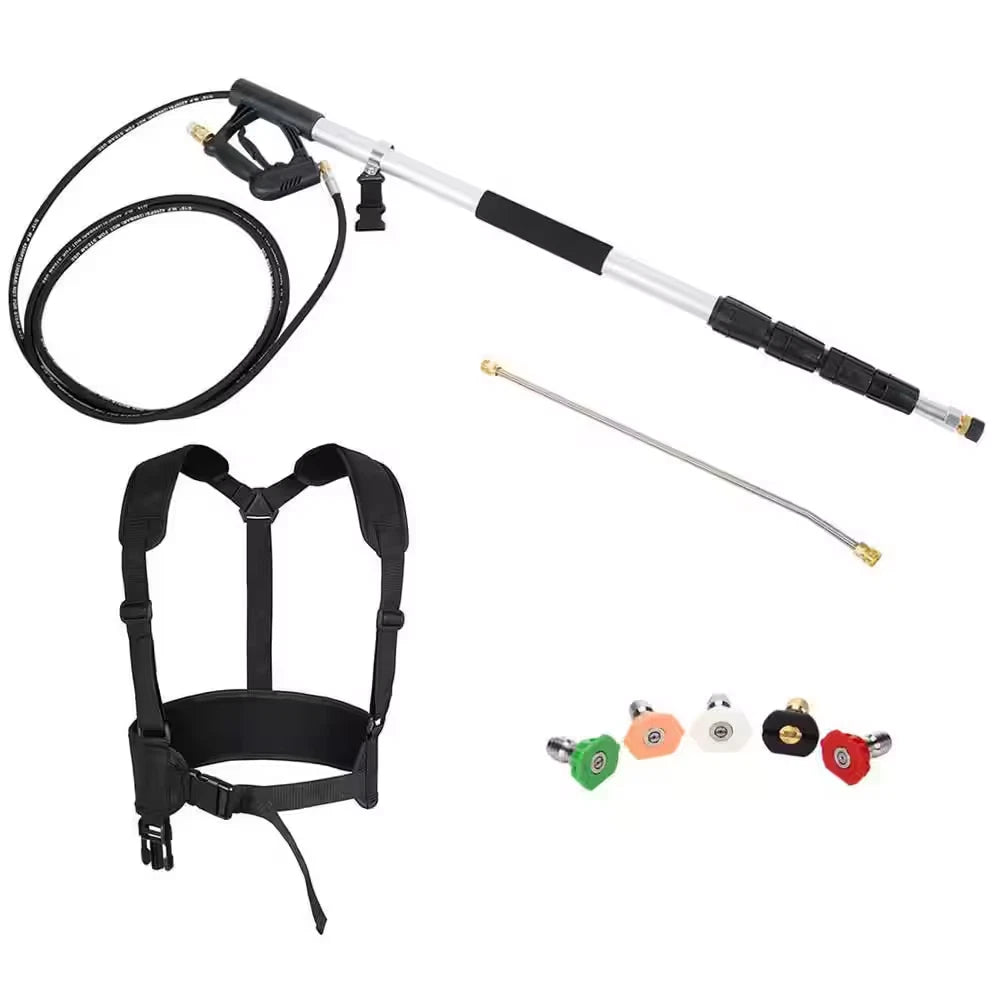 18 Ft. Telescoping Pressure Washer Extension Wand Kit with 5 Spray Nozzles