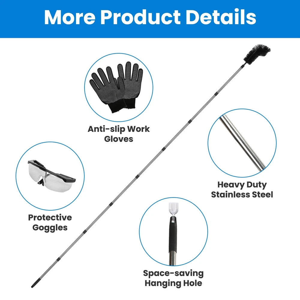 Extendable Gutter Cleaning Brush Telescoping Handle Rain Gutter Cleaner Portable