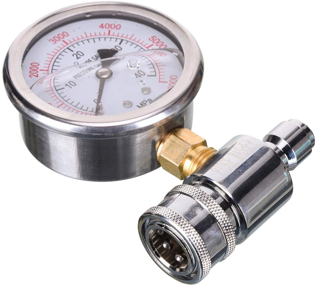 RIDGE WASHER Pressure Washer Gauge with 3/8 Inch Quick Connect Socket and Plug, 6000 PSI
