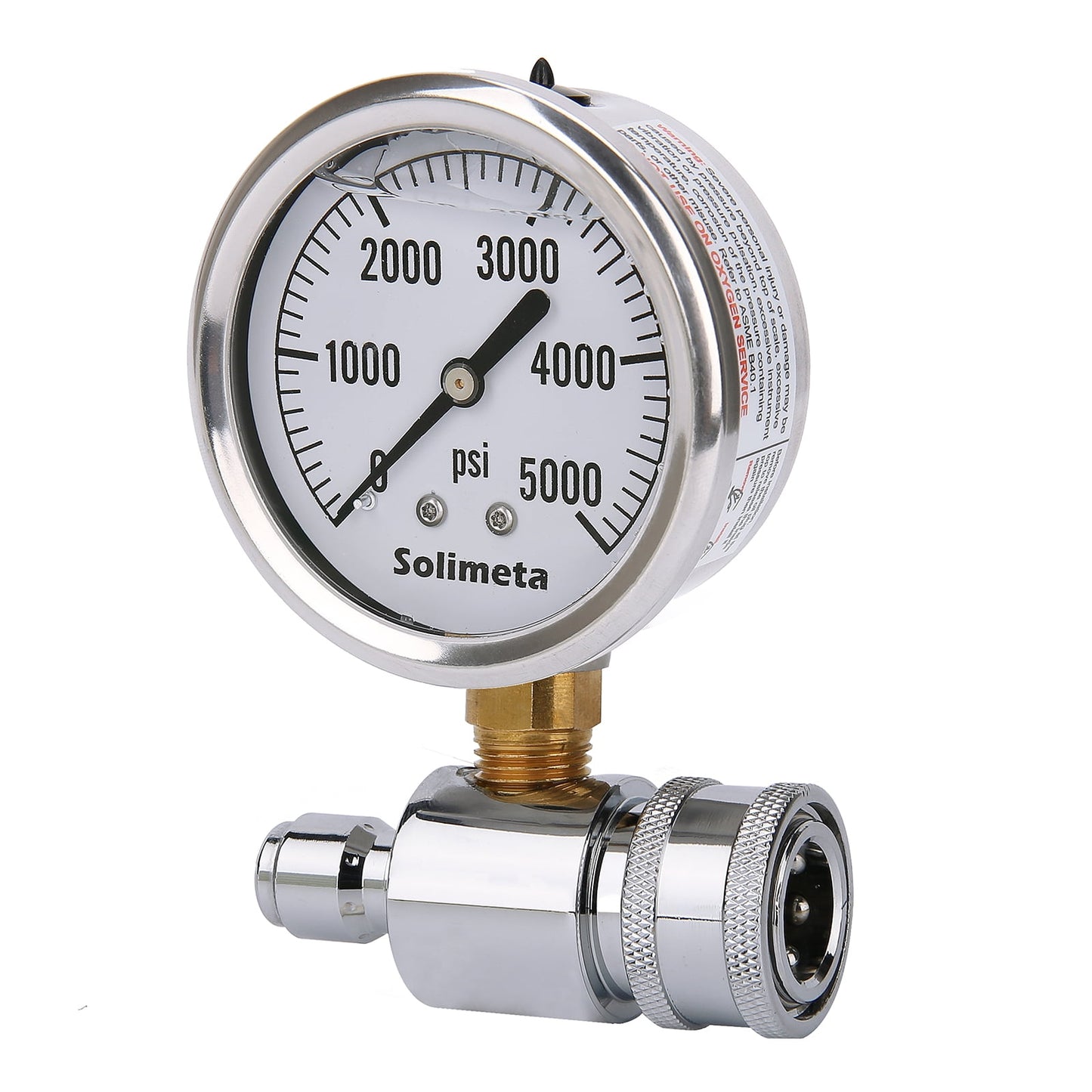 Solimeta 2-1/2" Pressure Washer Pressure Gauge Kit, 3/8 Inch Quick Connect, 0-5000 PSI, Liquid filled