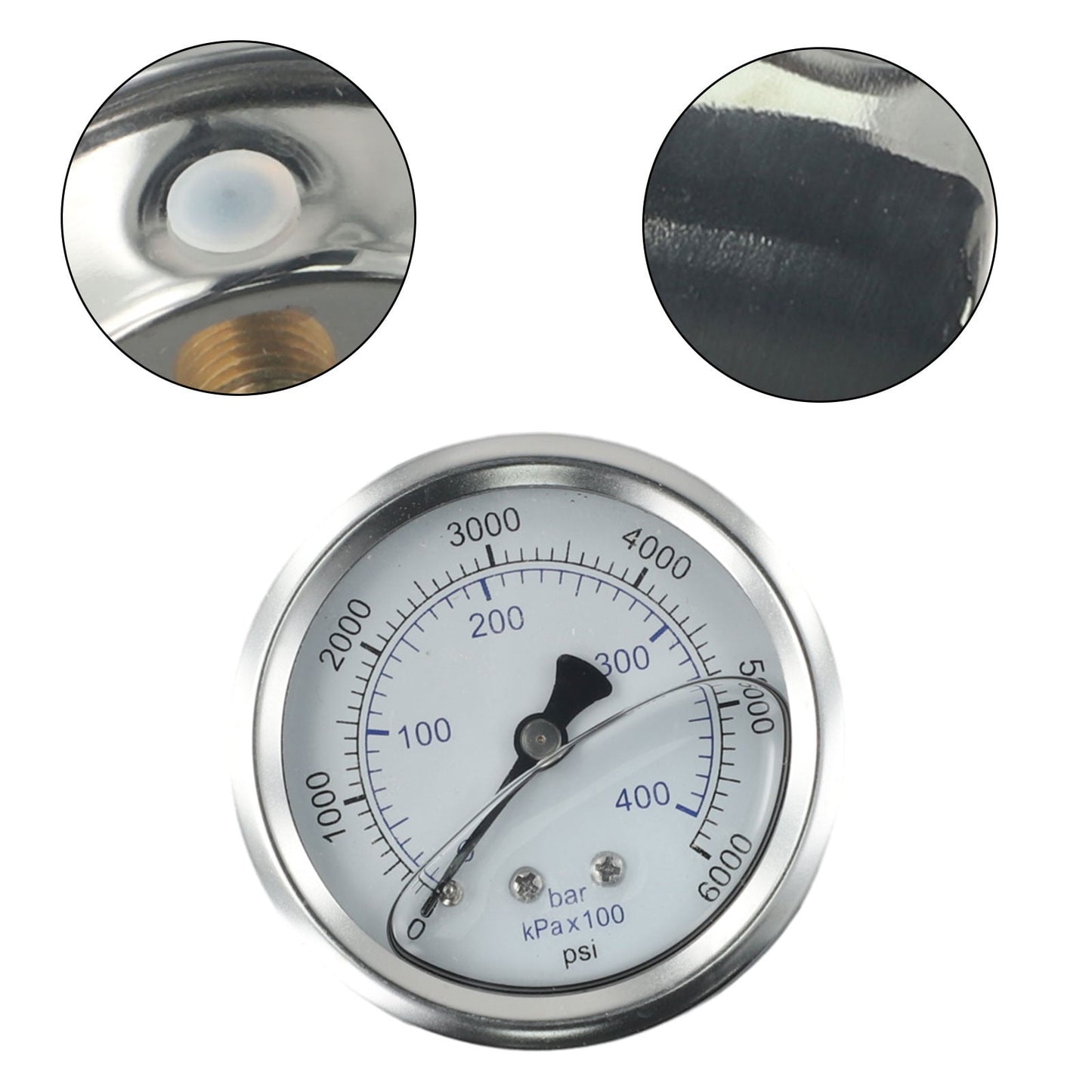 M14X1.5 Thread Pressure Washer Pressure Gauge 0-400 Bar 6000 Psi Metal D2.5Inch