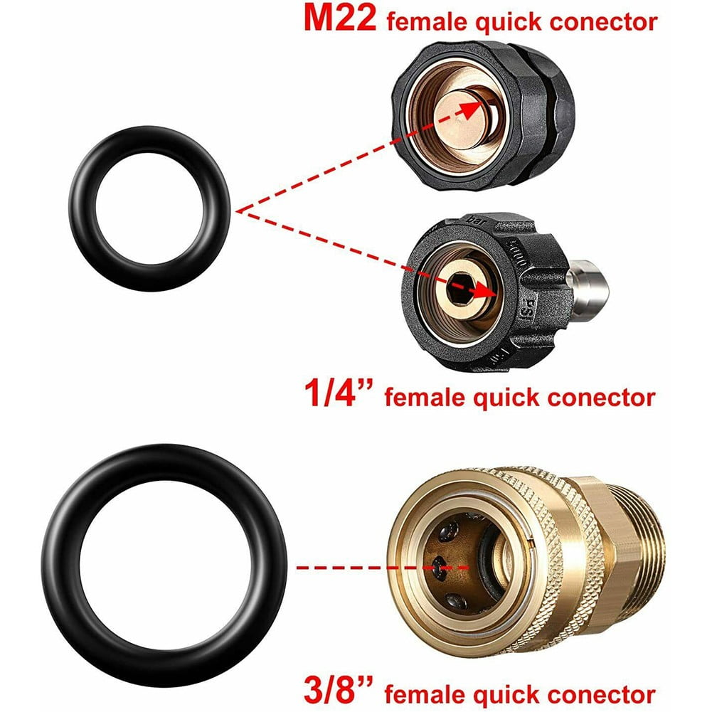 TENCE Pressure Washer O-ring Accessories Black Cleaning Hose Ring Kit O Rings