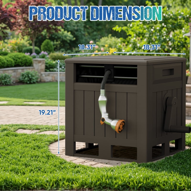 Homall 160 ft Outdoor Garden Hose Reel, Resin Hose Hideaway, Hose Reel Storage for Yard