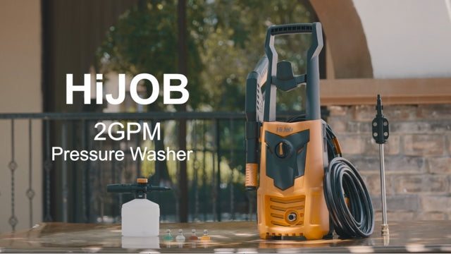 HIJOB Electric 3000 PSI Pressure Washer w/ 20 ft Hose, 4 Quick Connect Nozzles, Foam Cannon, Portable to Clean Patios Cars Fences Driveways