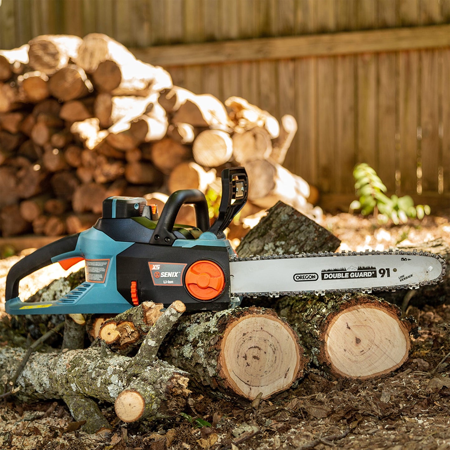 SENIX 58V Cordless Brushless Chainsaw, 14-inch Oregon Bar and Chain (Tool Only) CSX5-M-0