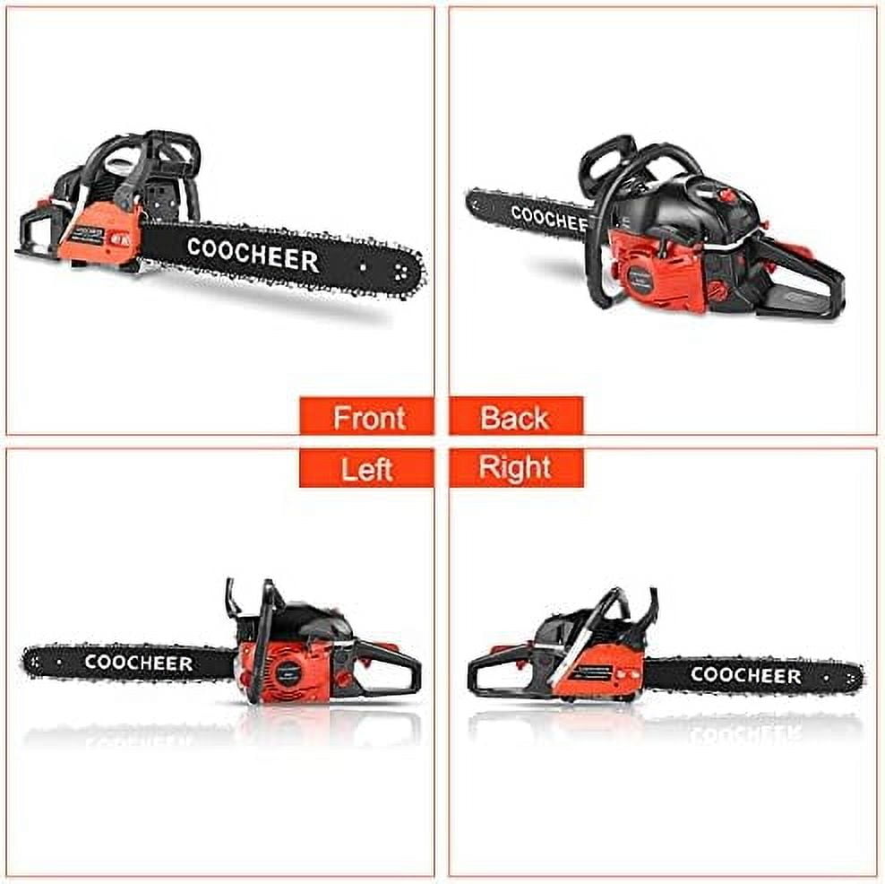 62CC Gas Chainsaw with 20-Inch Bar, 2 Chains, and 3.5HP Engine, Handheld Cordless Chainsaw for Tree Wood Cutting and Limbing, Red