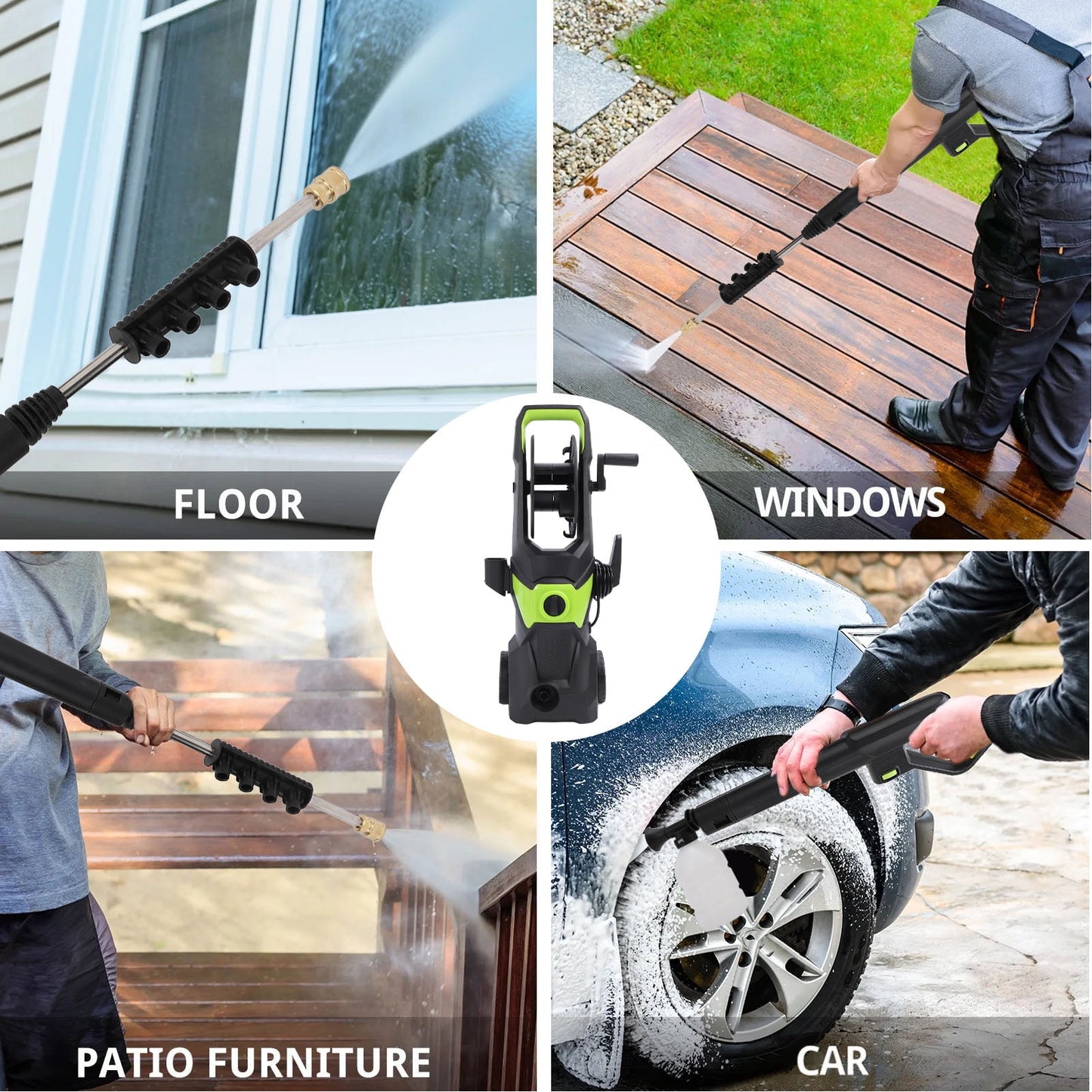 Electric Pressure Washer, 3500 Max PSI, 2.4 GPM Power Washer Machine with Hose Reel, 32FT Hose, 5 Quick Connect Nozzles, Foam Cannon Portable to Clean Patios, Cars, Fences, Driveways