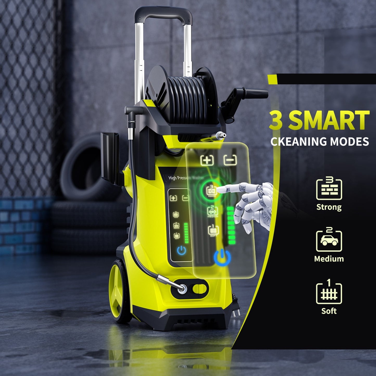 Fenbeli 4500PSI Electric Pressure Washer Touch Screen Adjustable Pressure And 3.2 GPM for Home  Garden