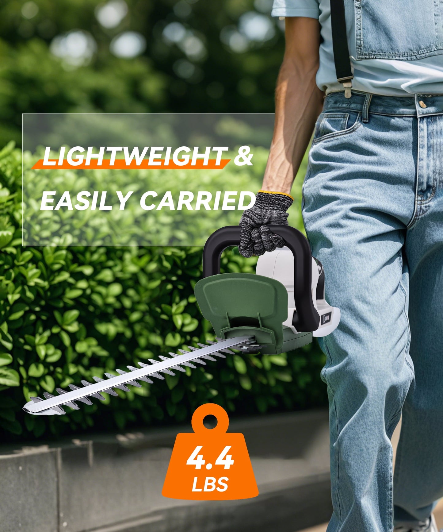 YAHHU 20 Inch Cordless Electric Hedge Trimmer，21V Electric Bush Trimmer，Battery and Charger Included