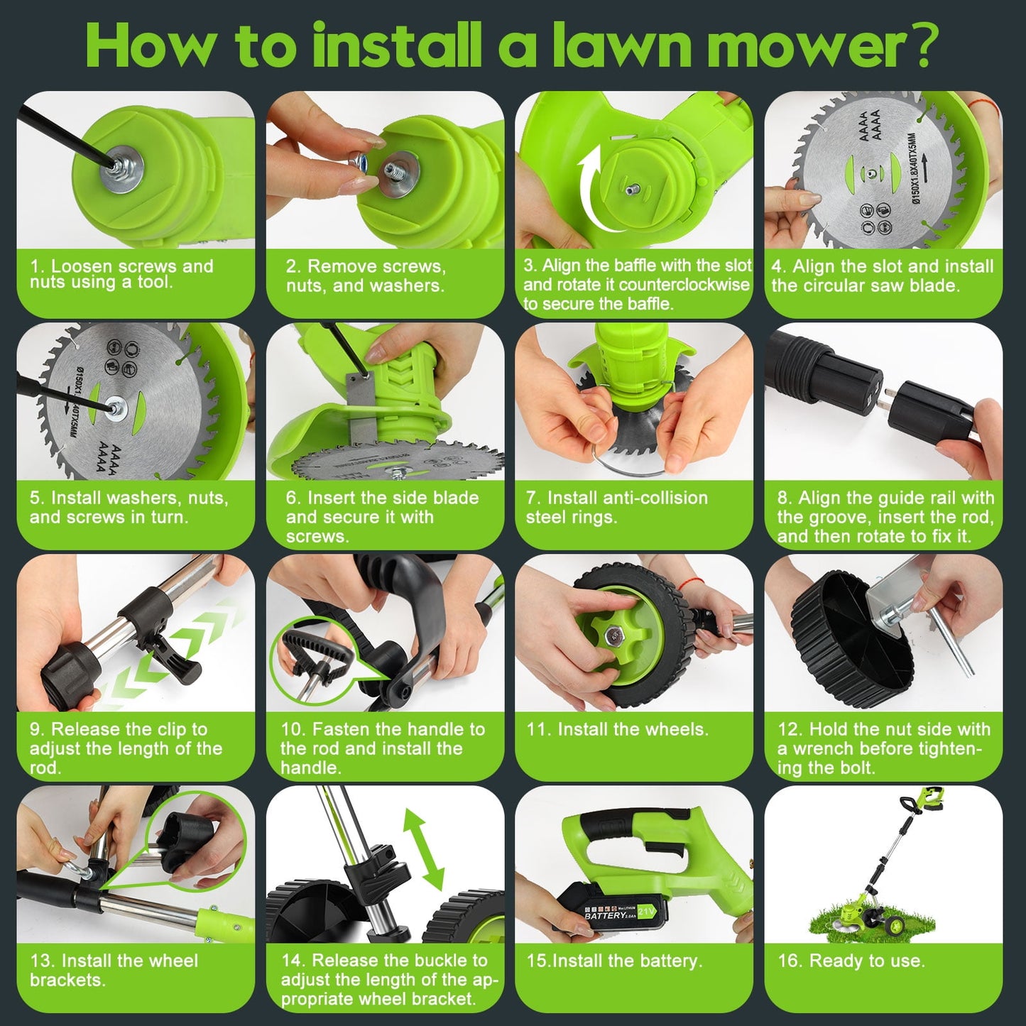 Weed Eaters Cordless with 2024 Upgraded Metal Wheels, Fovendi 3-in-1 Battery Powered Grass Trimmer & String Trimmer/Edger Kit for Lawn Garden Pruning/Trimming