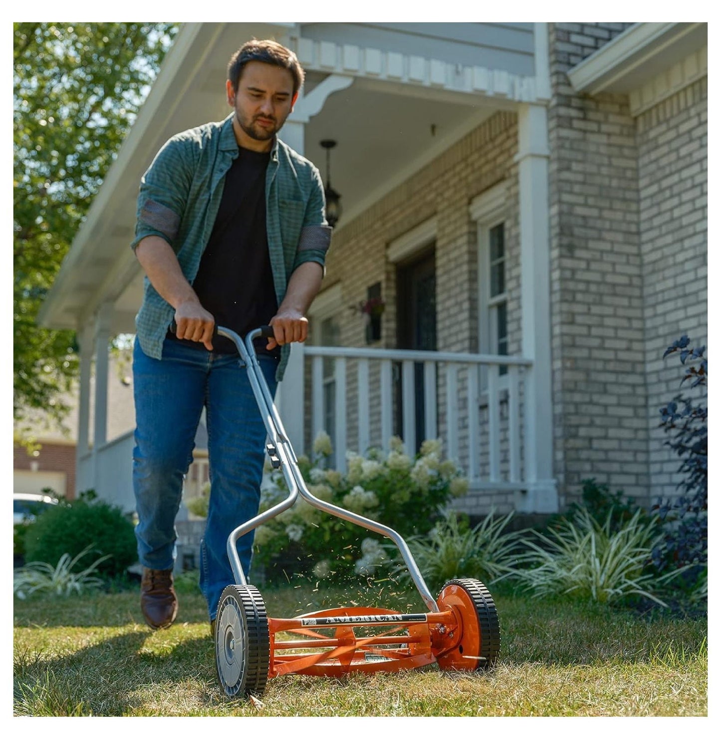 1204-14 14-Inch 4-Blade Push Reel Lawn Mower, Red